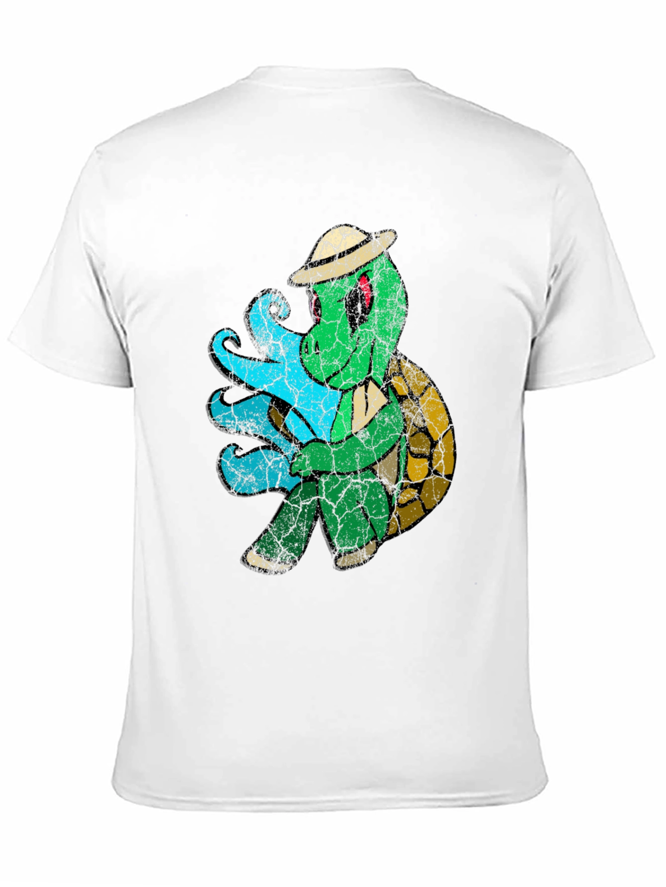 Vintage Turtle Graphic Tee - Black Cotton Blend