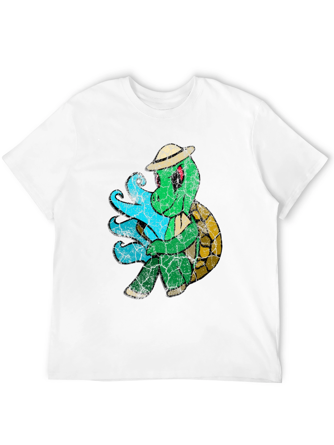 Vintage Turtle Graphic Tee - Black Cotton Blend