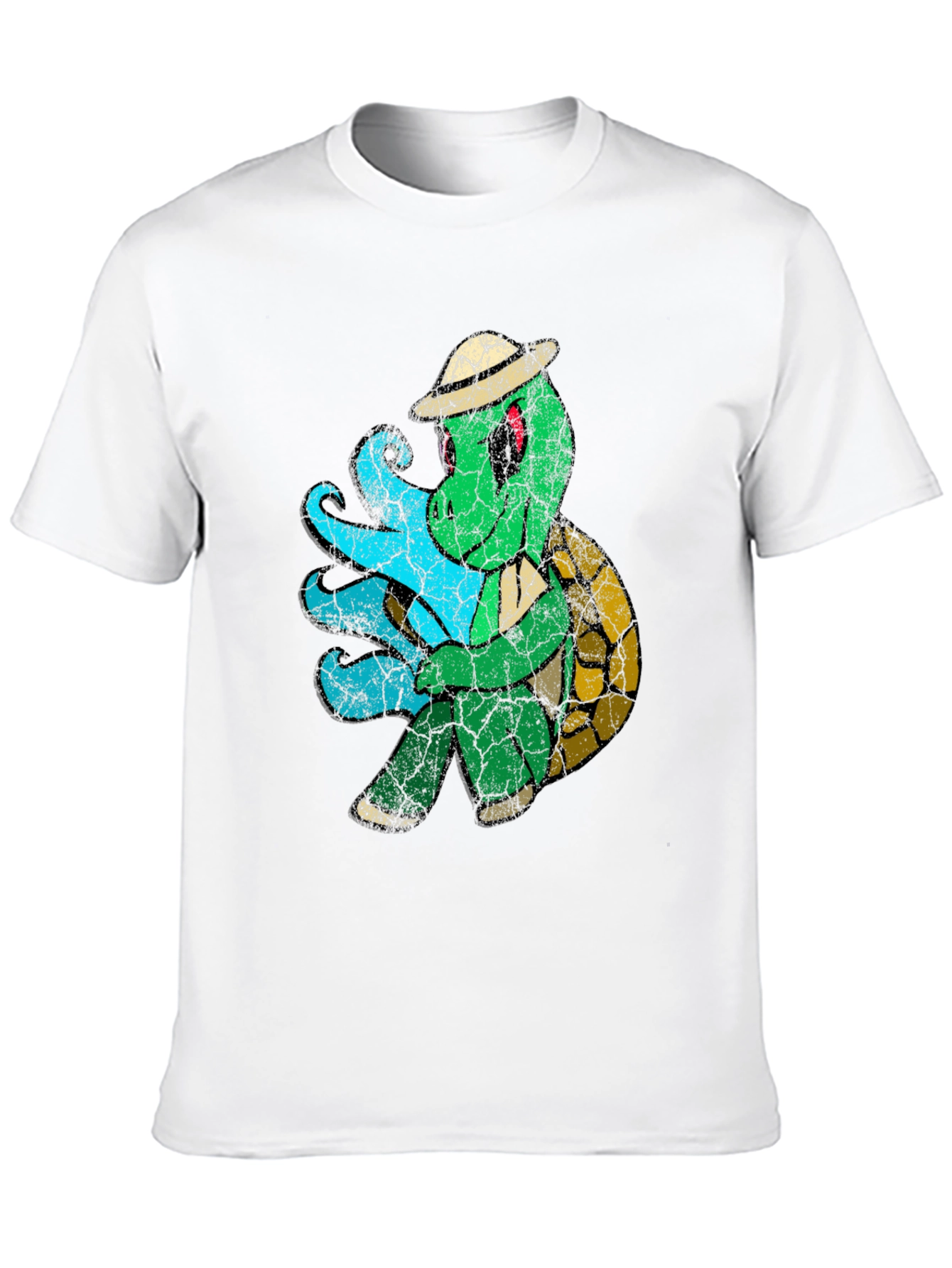 Vintage Turtle Graphic Tee - Black Cotton Blend