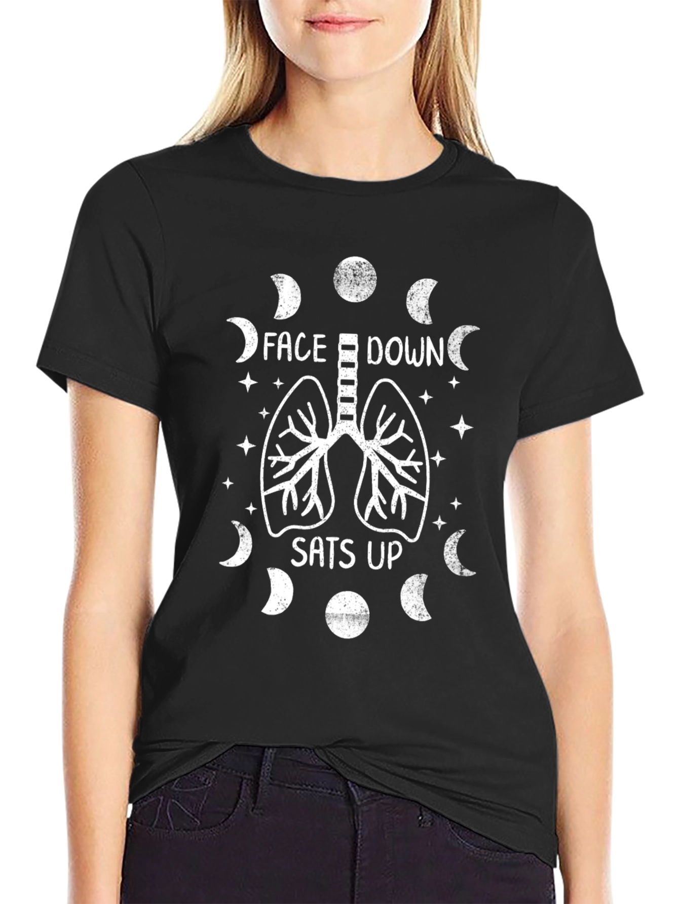 Face Down Sats Up T-Shirt - Lung Design