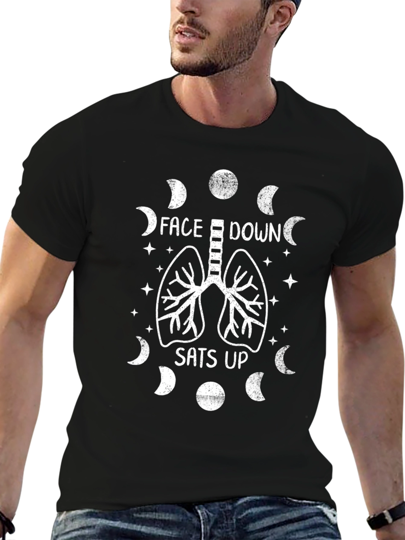 Face Down Sats Up T-Shirt - Lung Design