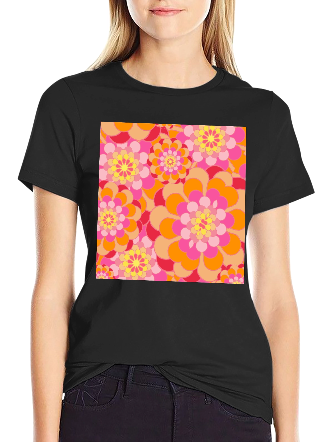 Retro Floral Print T-Shirt