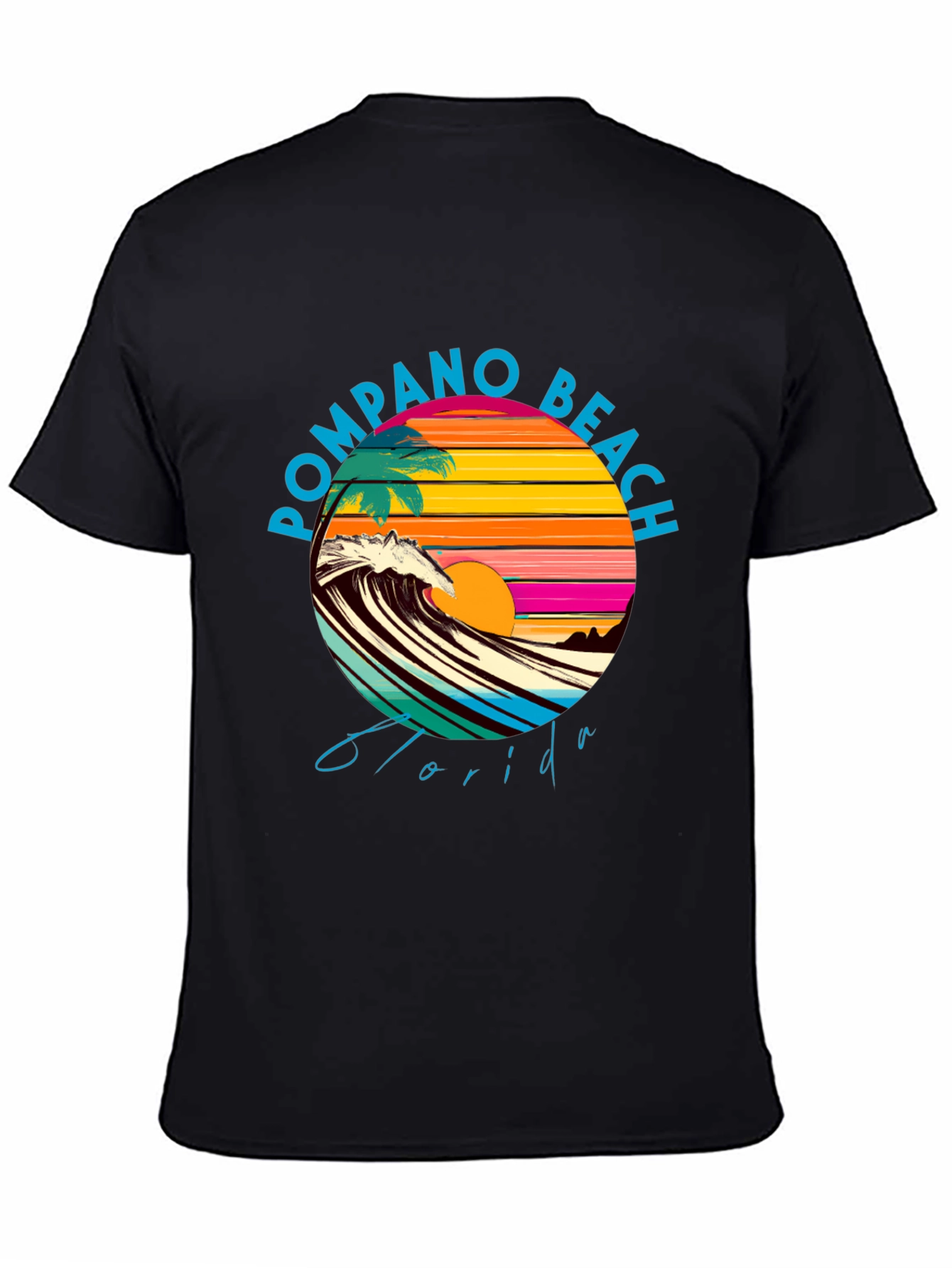 Pompano Beach Florida Graphic Tee - Retro Sunset Design