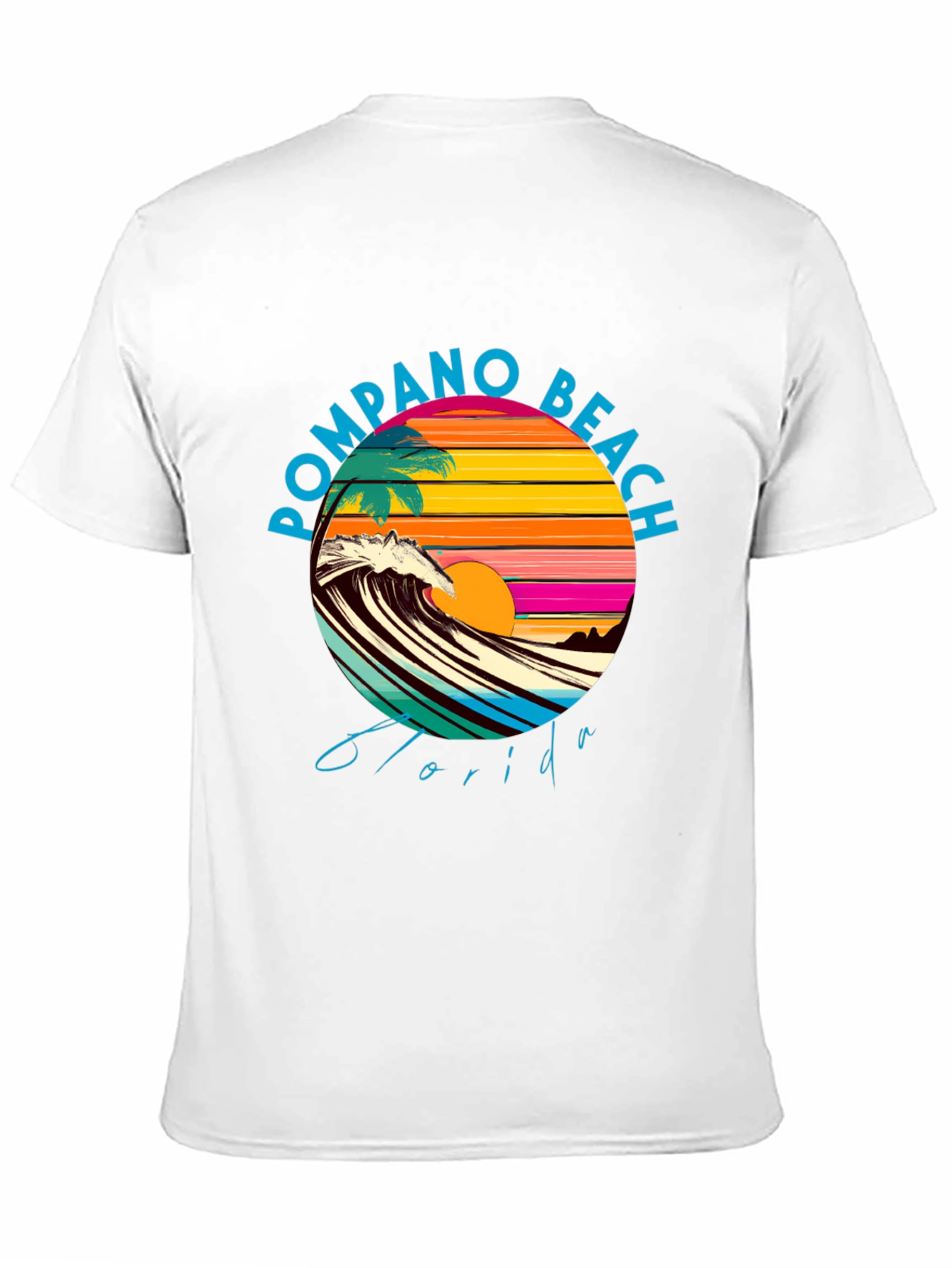 Pompano Beach Florida Graphic Tee - Retro Sunset Design