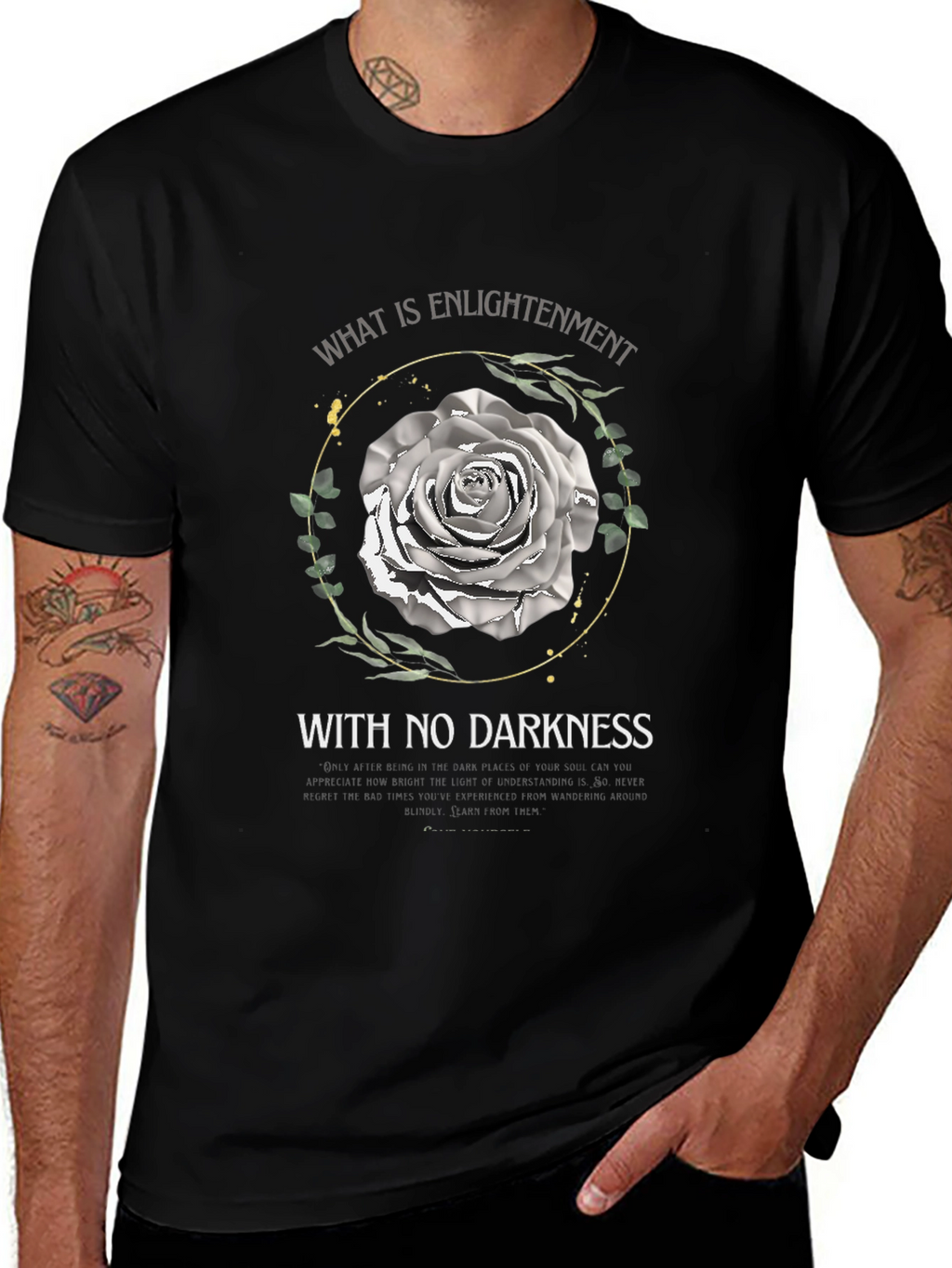 Enlightenment Rose Graphic Tee - Unisex Black T-Shirt