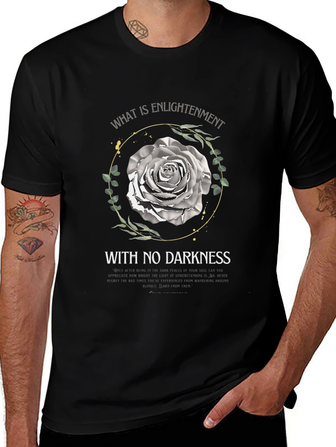 Enlightenment Rose Graphic Tee - Unisex Black T-Shirt