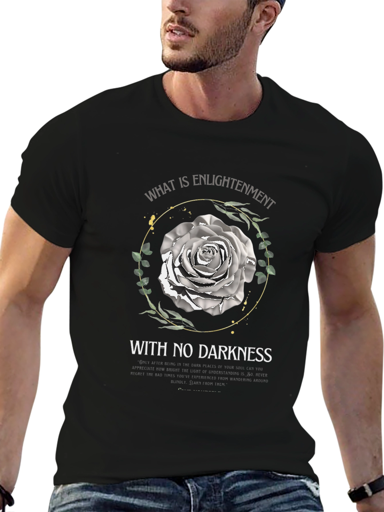 Enlightenment Rose Graphic Tee - Unisex Black T-Shirt