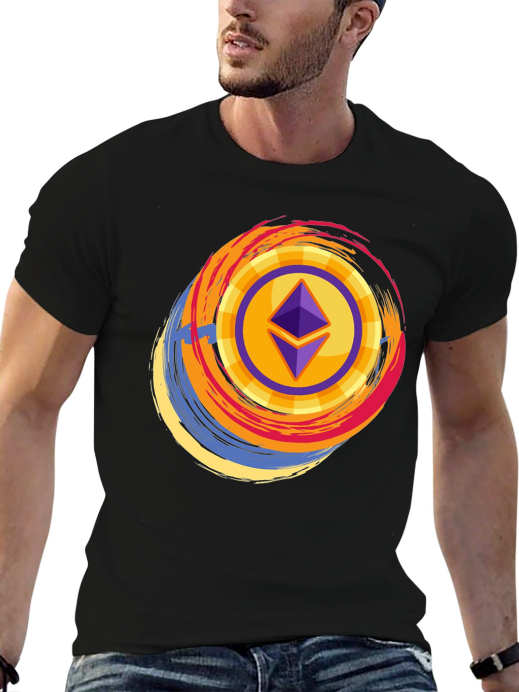 Ethereum Crypto Graphic Tee - Black Cotton T-Shirt