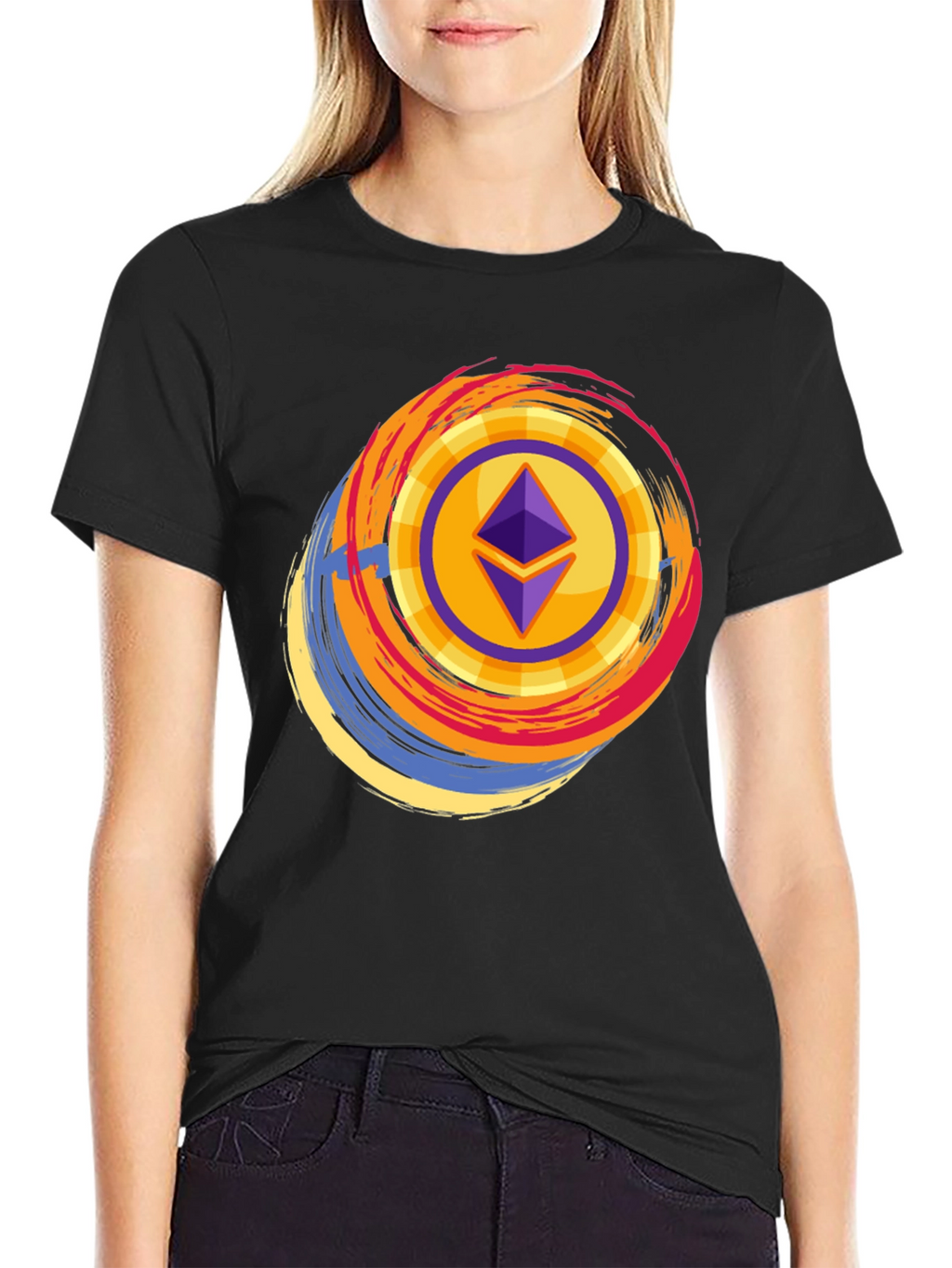 Ethereum Crypto Graphic Tee - Black Cotton T-Shirt