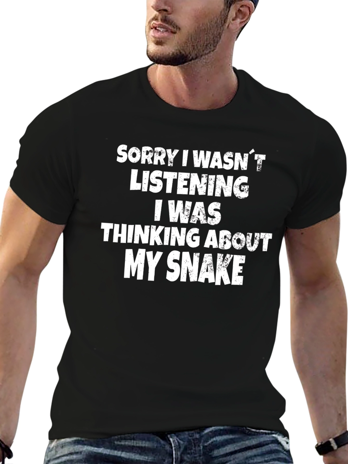 Snake Lover Graphic Tee - Thinking About My Snake T-Shirt