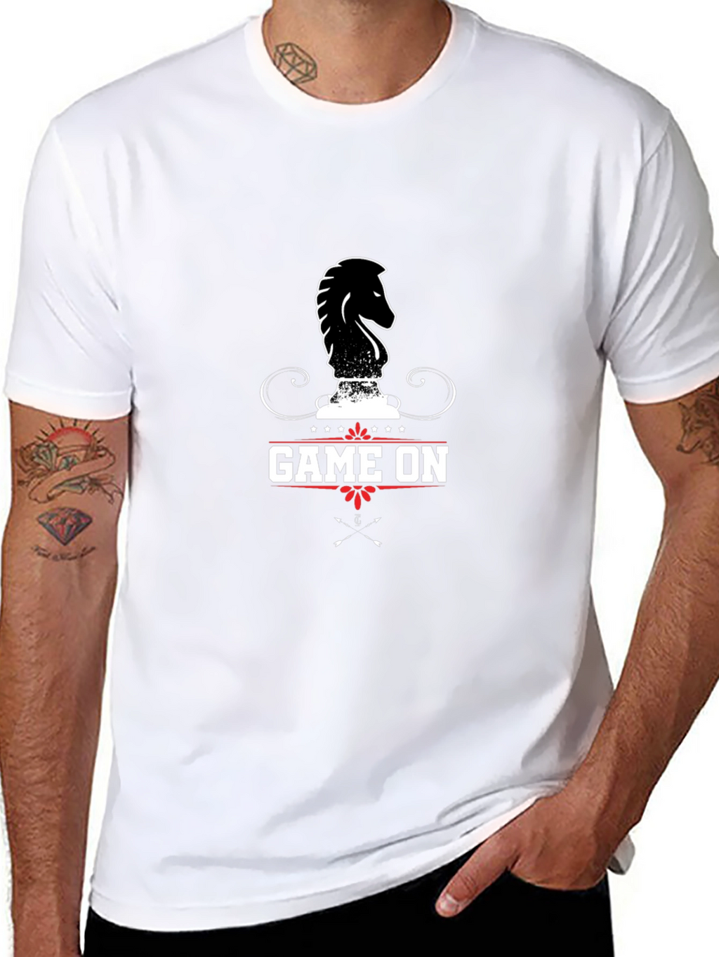 Game On Chess Knight Graphic Black T-Shirt