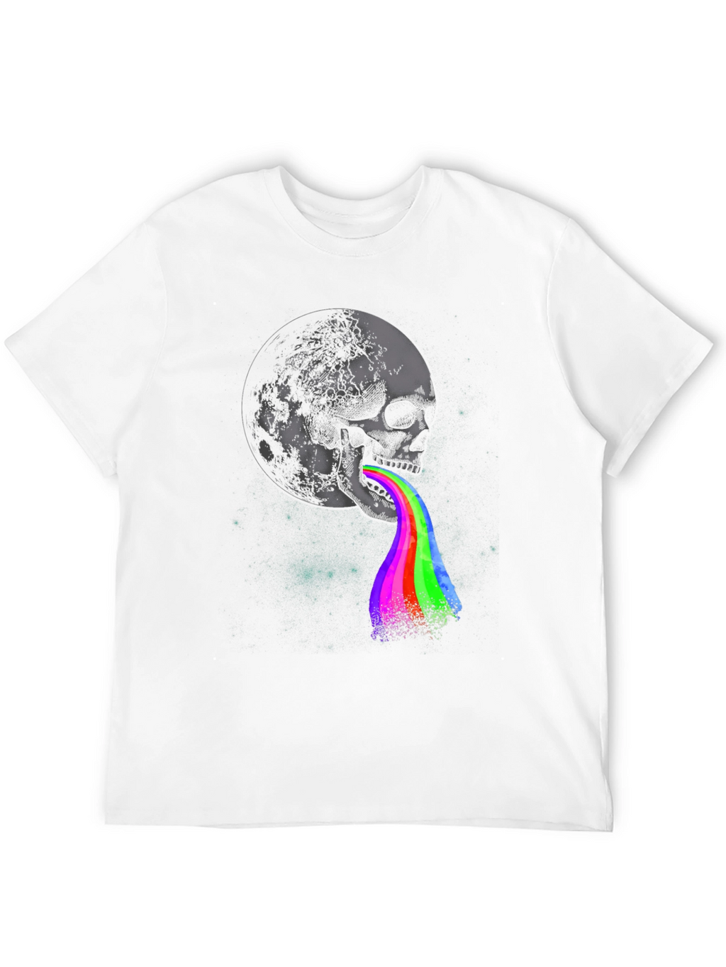 Skull Moon Rainbow Vomit Graphic Tee