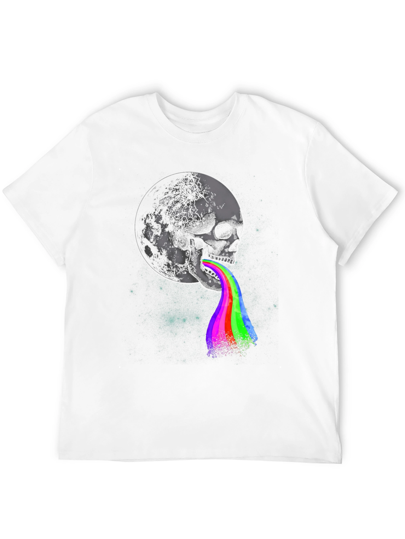 Skull Moon Rainbow Vomit Graphic Tee