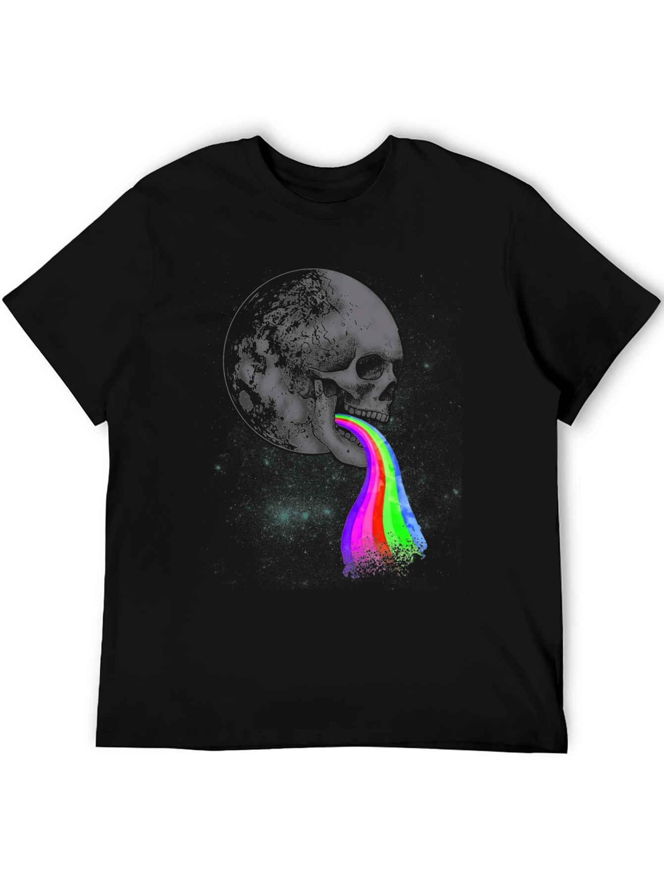Skull Moon Rainbow Vomit Graphic Tee
