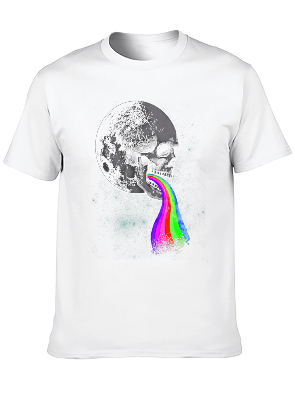 Skull Moon Rainbow Vomit Graphic Tee