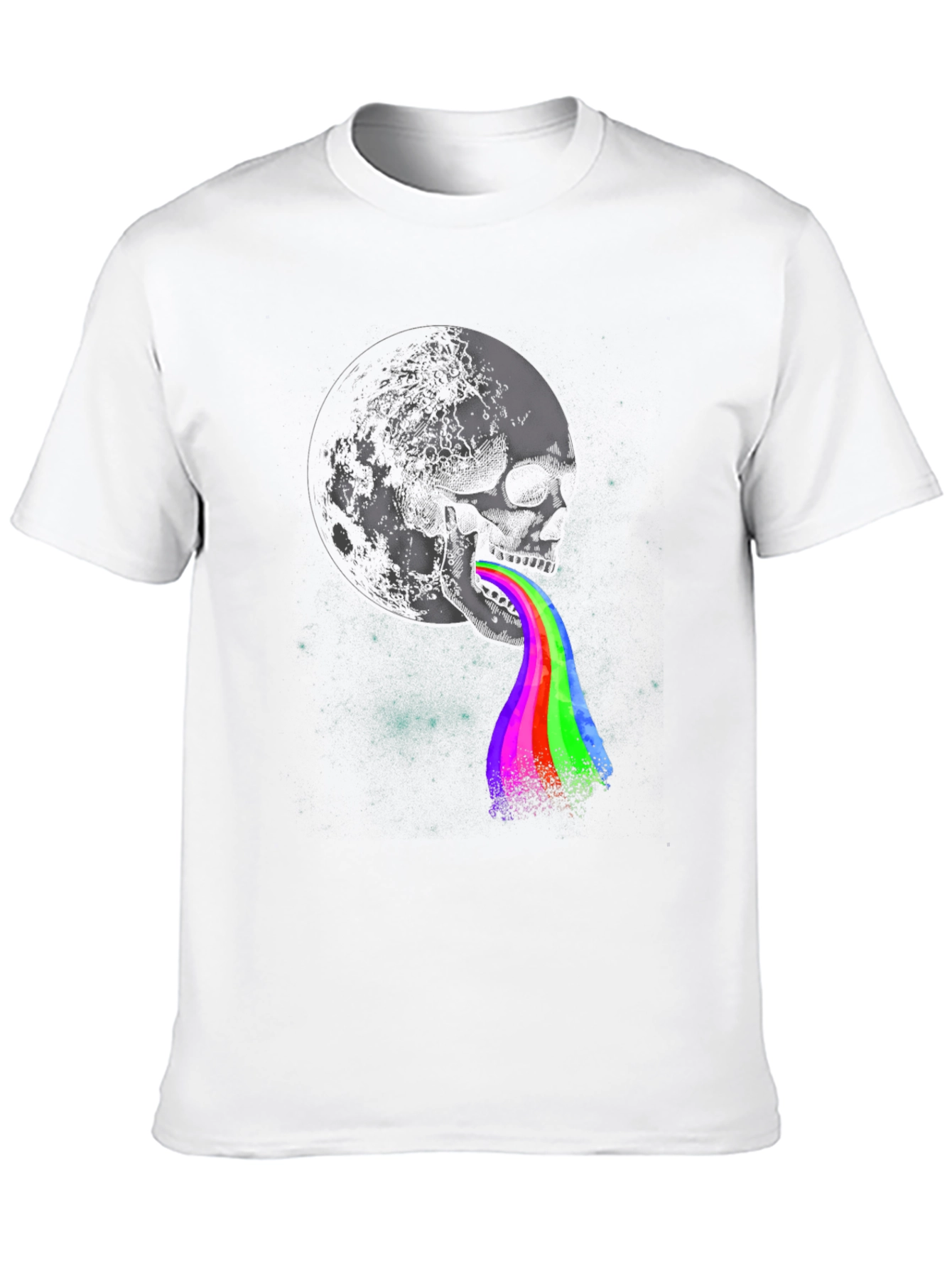 Skull Moon Rainbow Vomit Graphic Tee