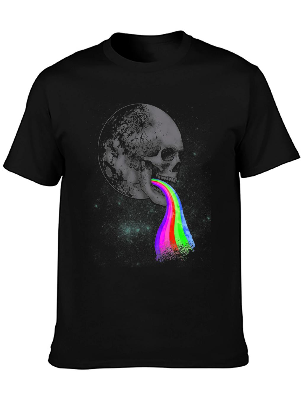 Skull Moon Rainbow Vomit Graphic Tee