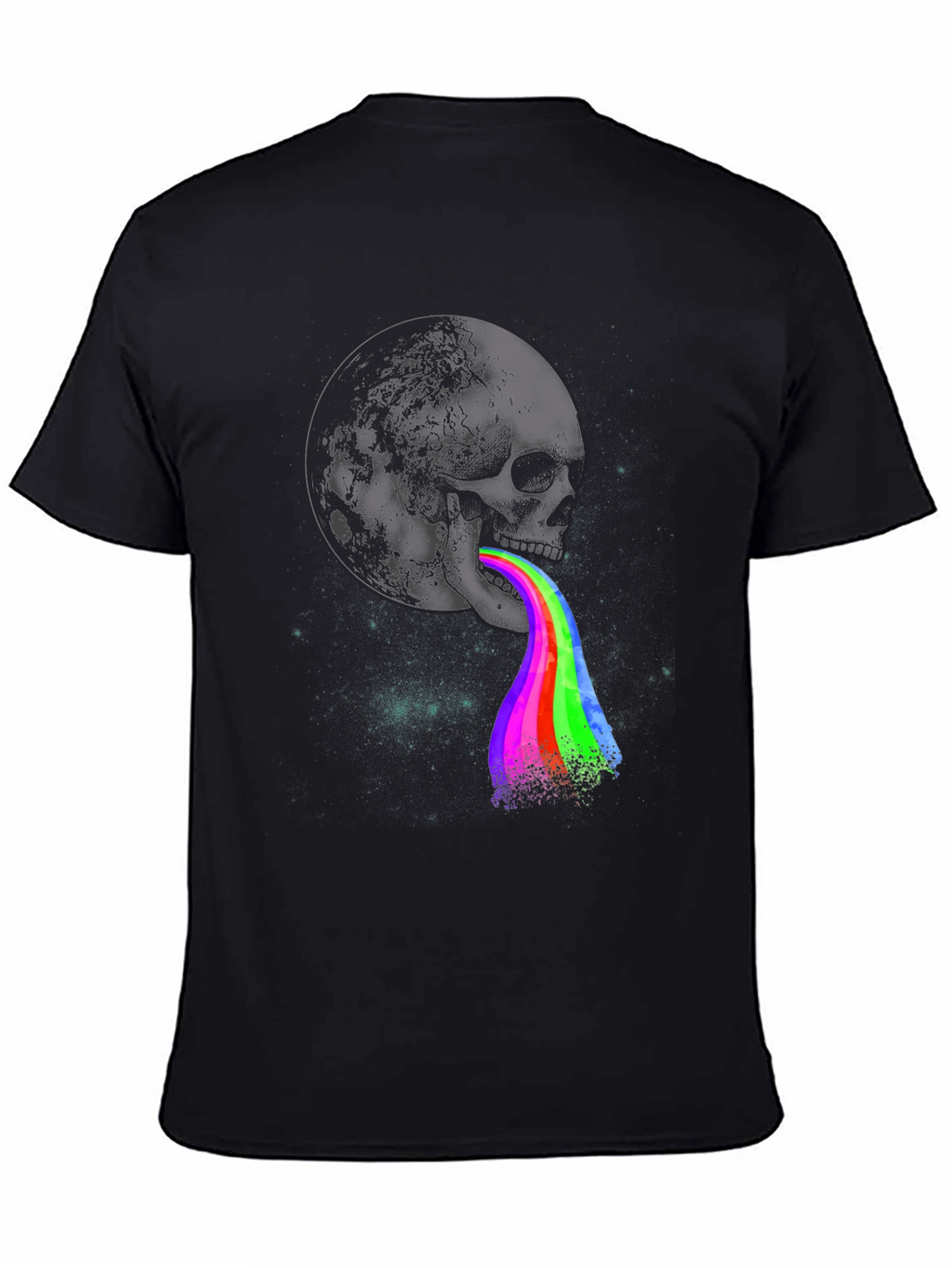 Skull Moon Rainbow Vomit Graphic Tee