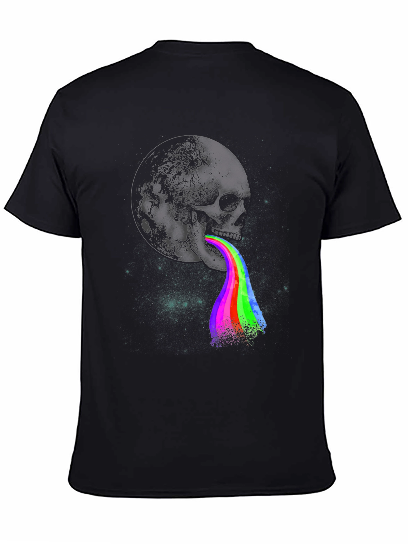 Skull Moon Rainbow Vomit Graphic Tee