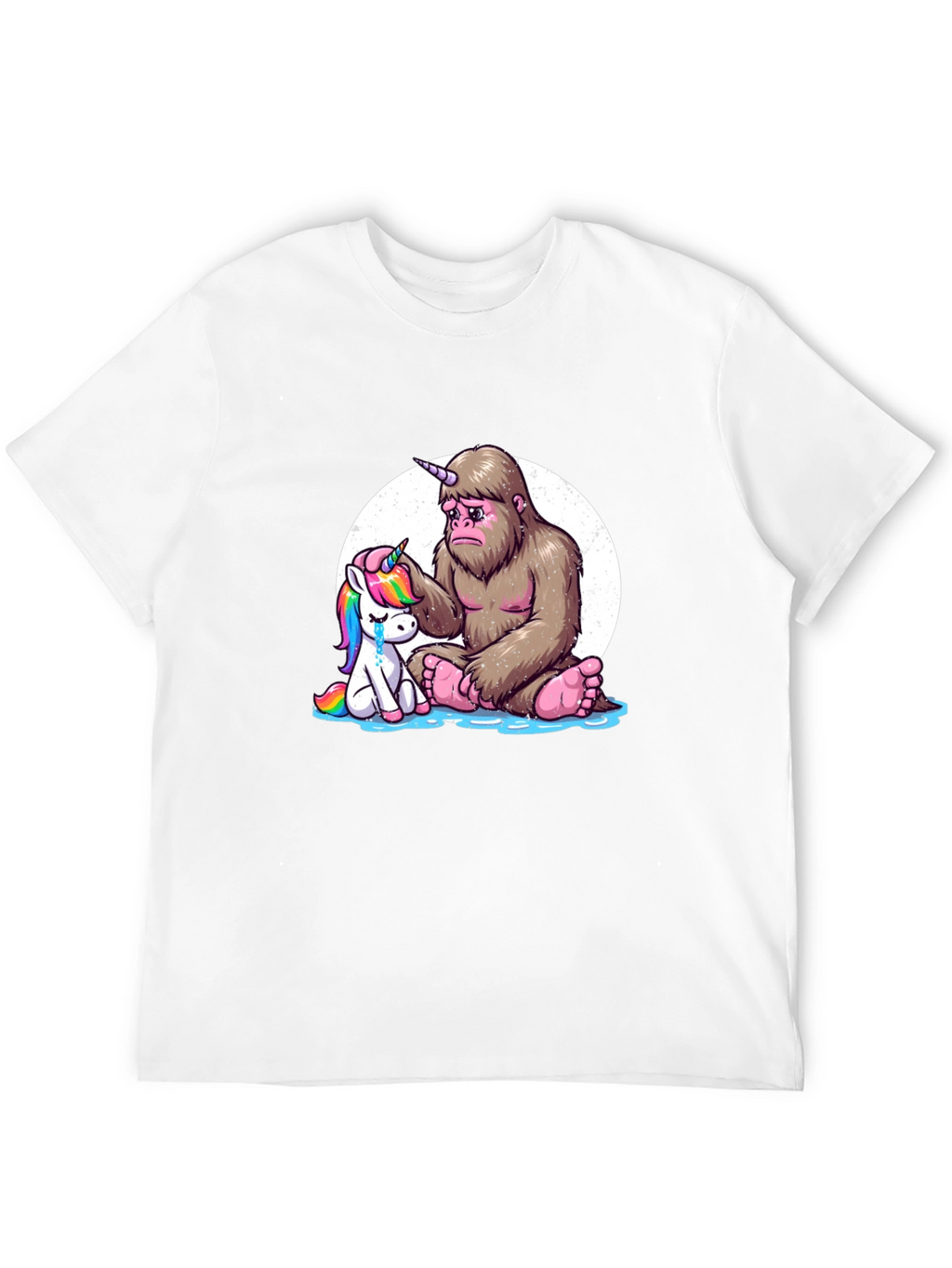 Sad Bigfoot & Unicorn Graphic T-Shirt