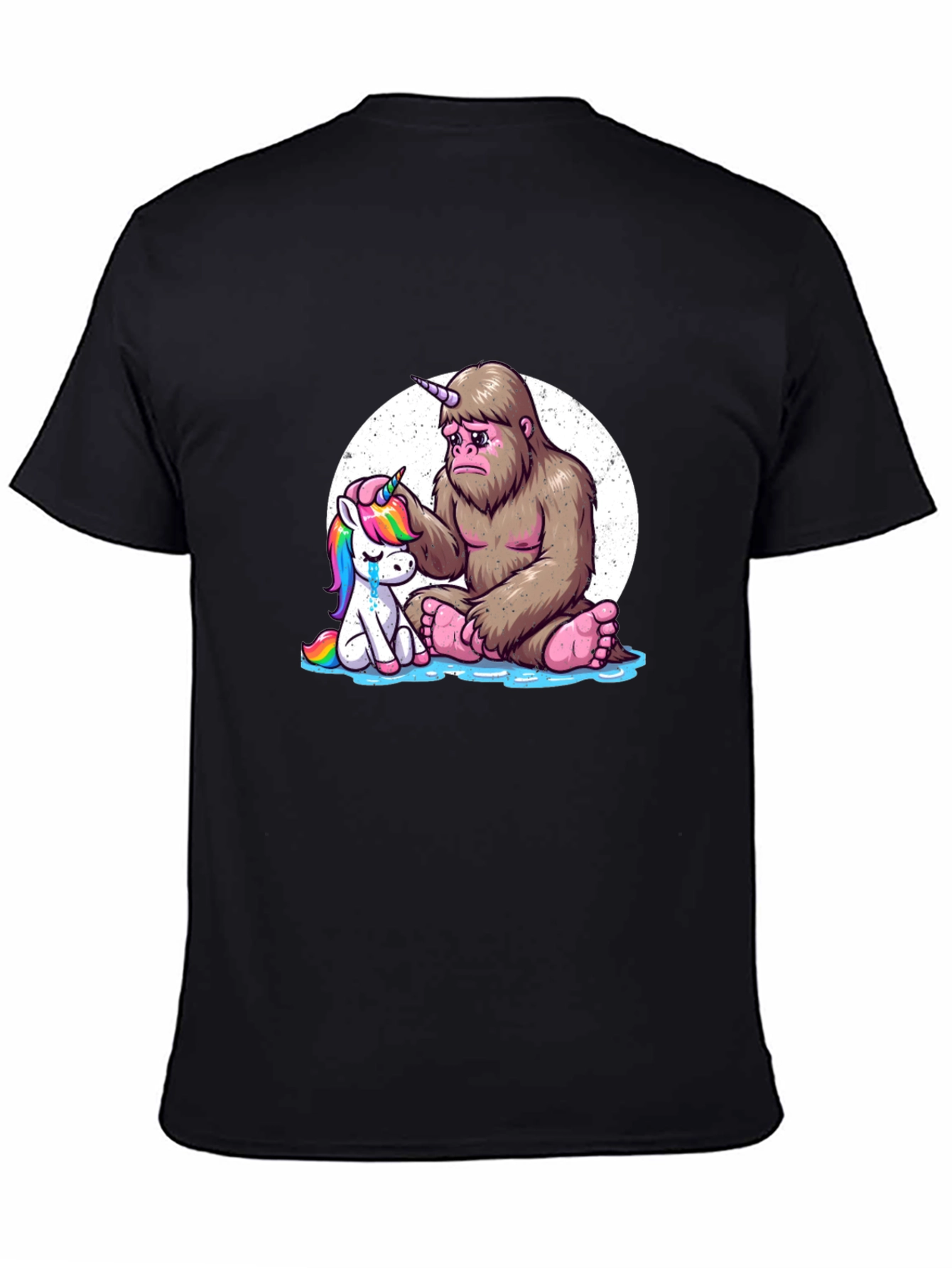 Sad Bigfoot & Unicorn Graphic T-Shirt