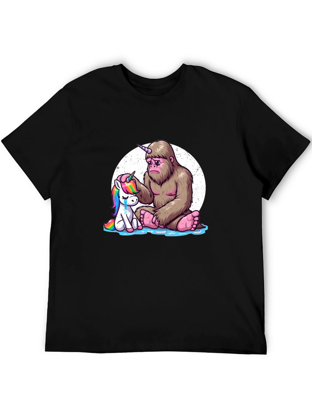 Sad Bigfoot & Unicorn Graphic T-Shirt