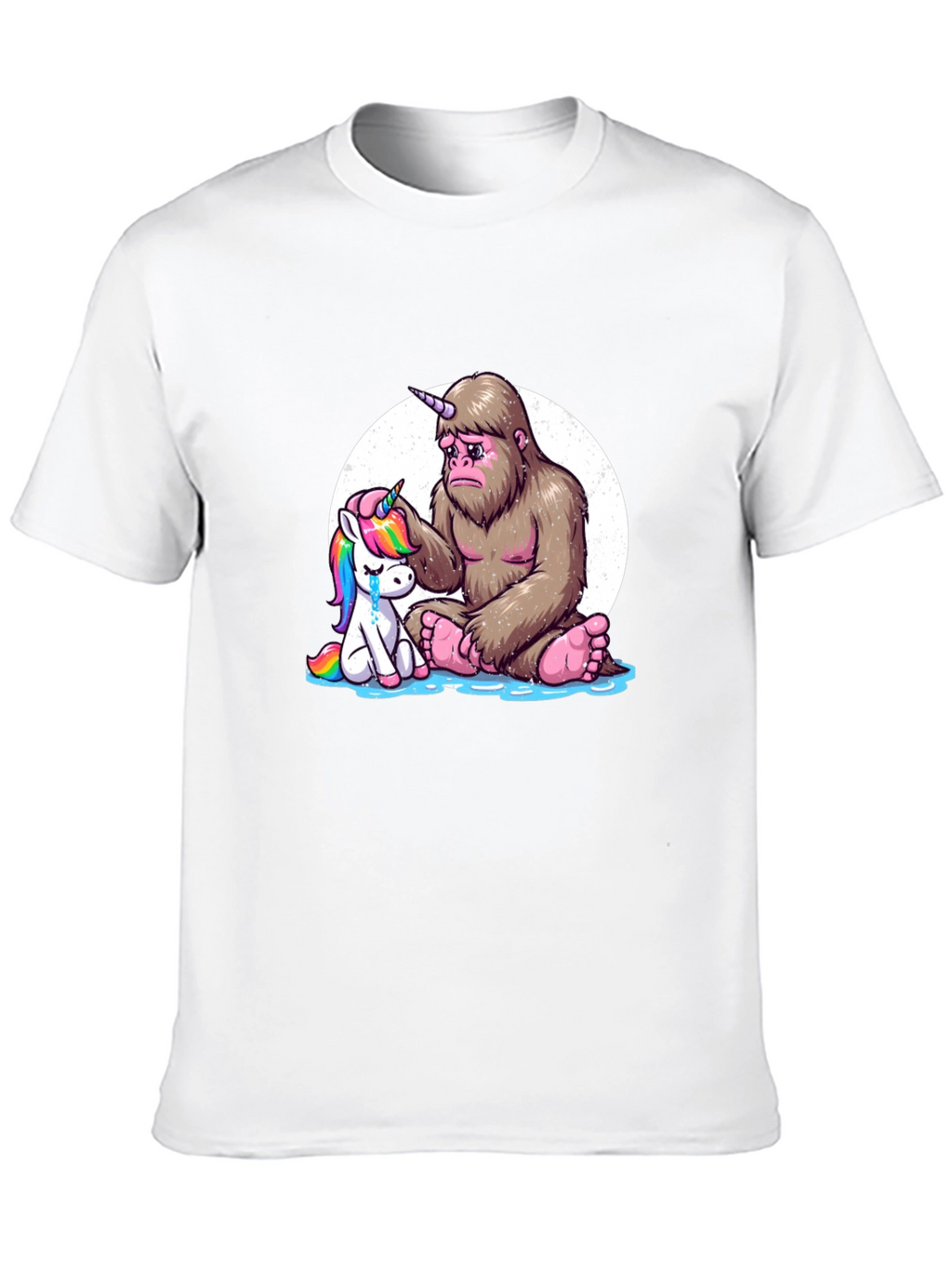 Sad Bigfoot & Unicorn Graphic T-Shirt