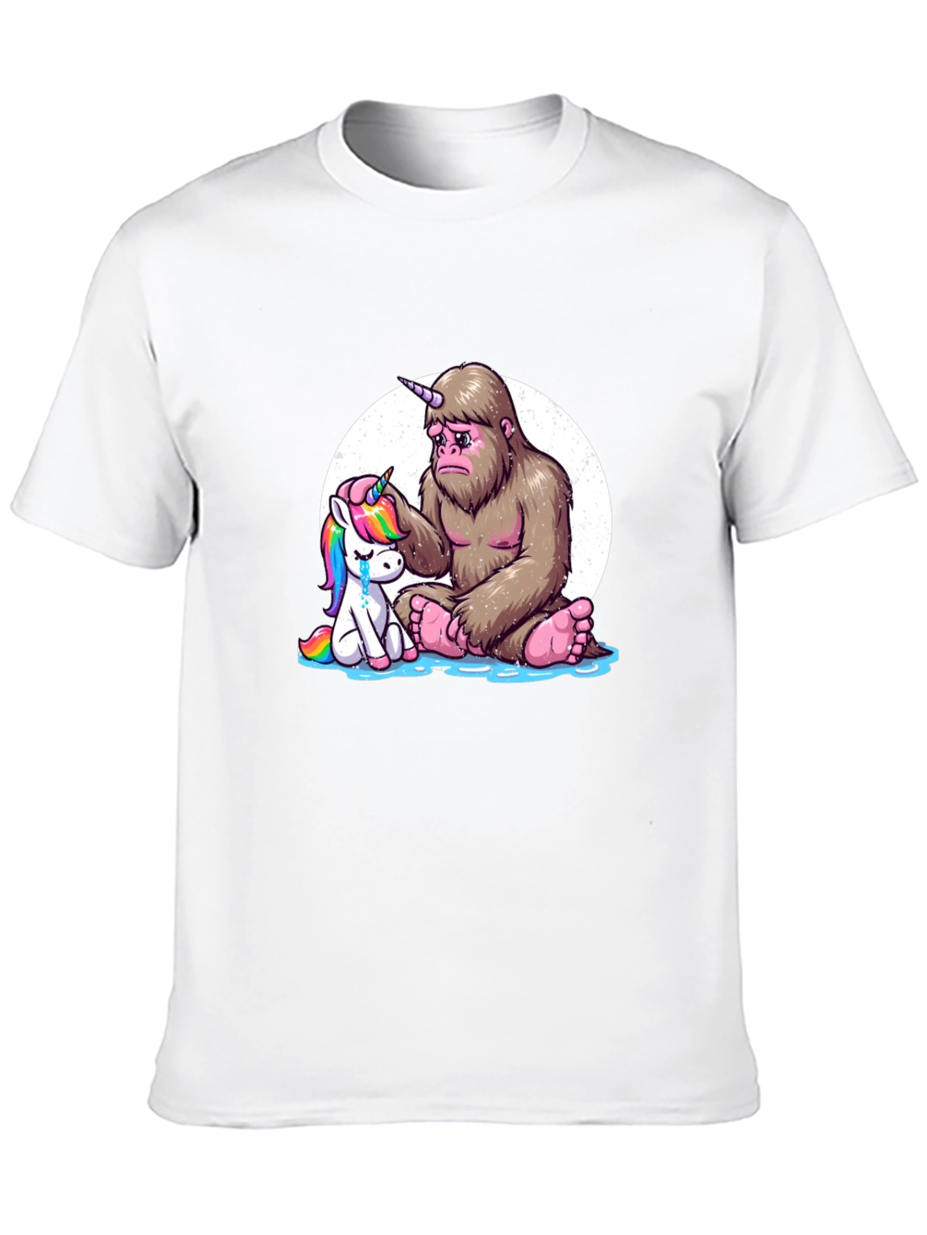 Sad Bigfoot & Unicorn Graphic T-Shirt