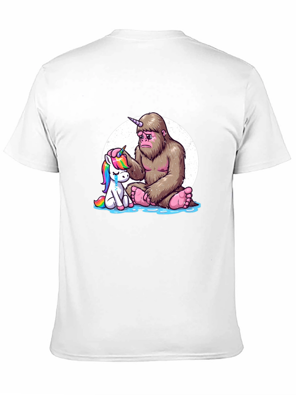 Sad Bigfoot & Unicorn Graphic T-Shirt