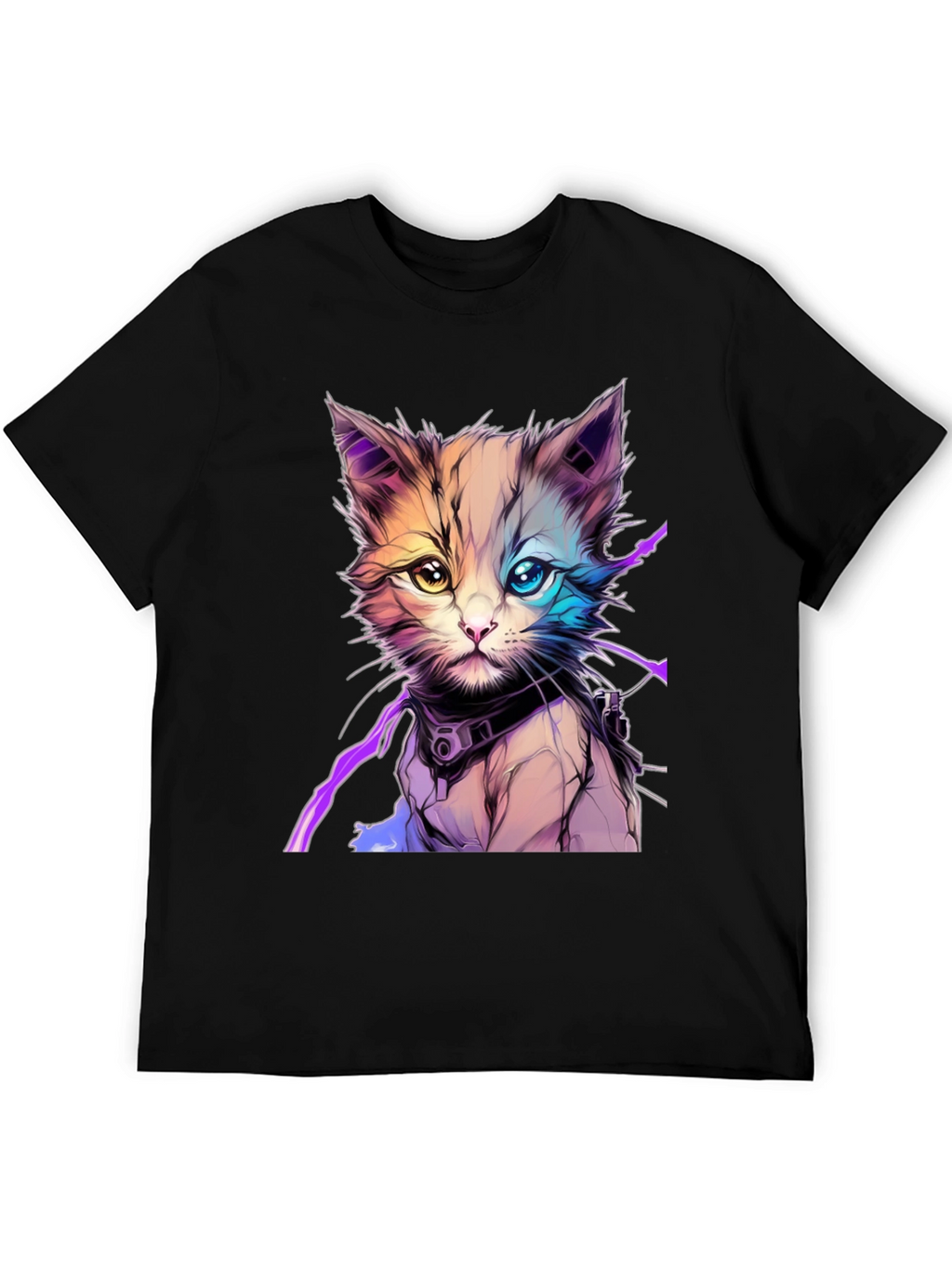 Cyberpunk Kitten Graphic T-Shirt - Unique Cat Design