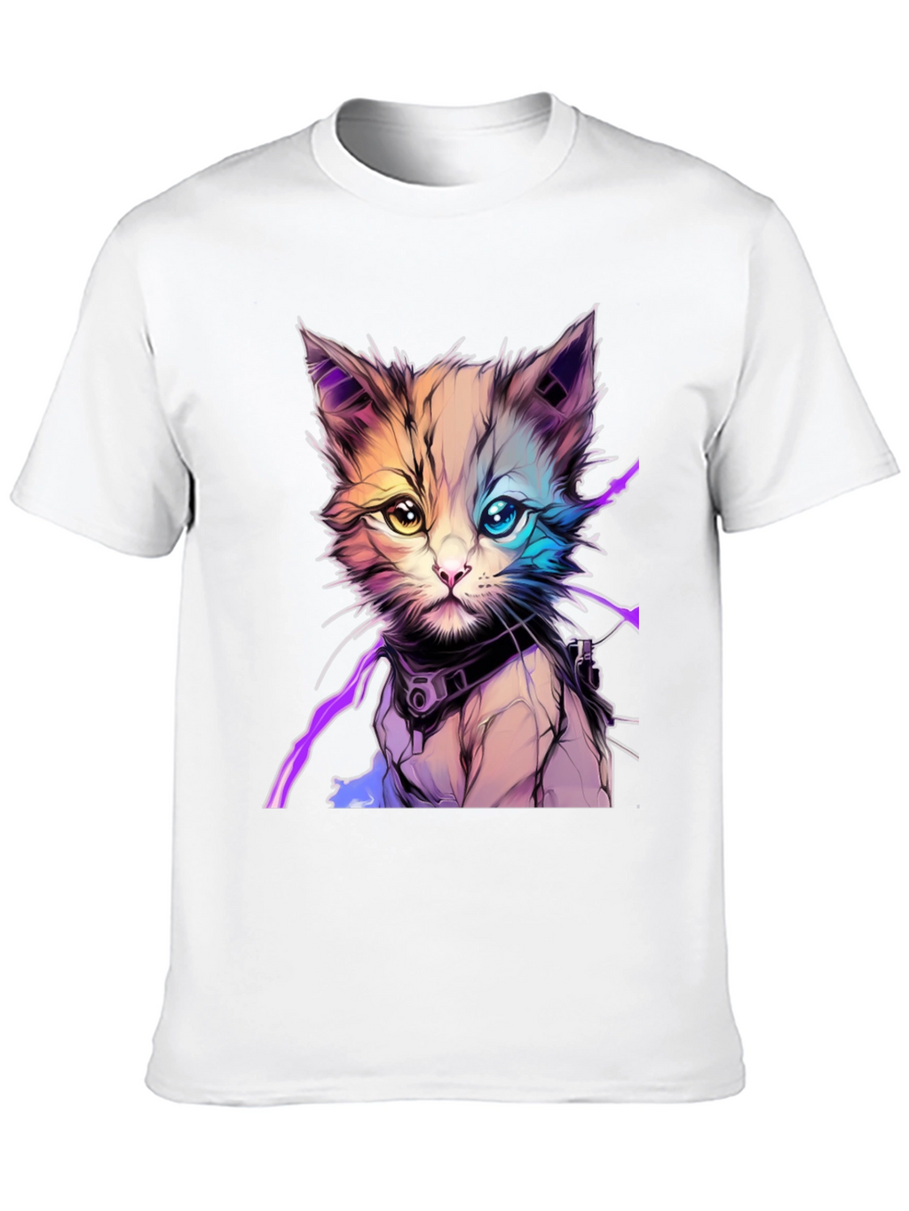 Cyberpunk Kitten Graphic T-Shirt - Unique Cat Design
