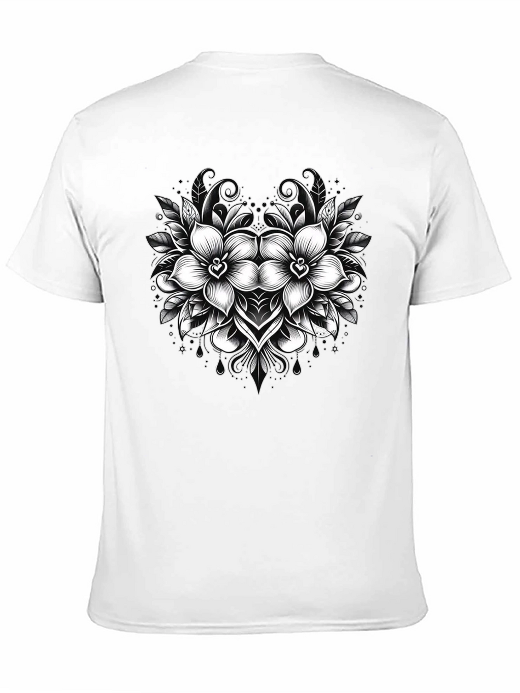 Floral Graphic Print Mens Black T-Shirt