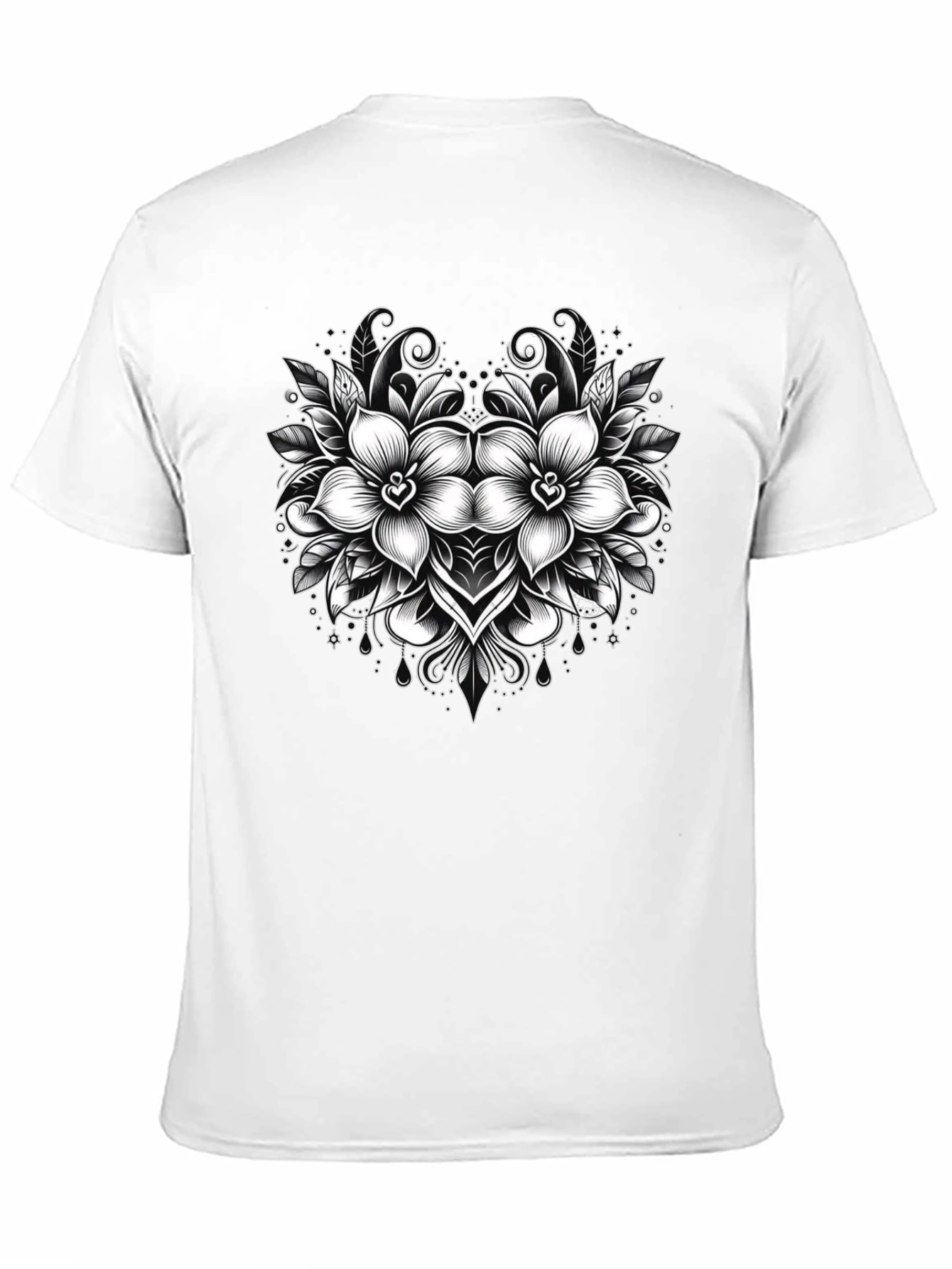 Floral Graphic Print Mens Black T-Shirt