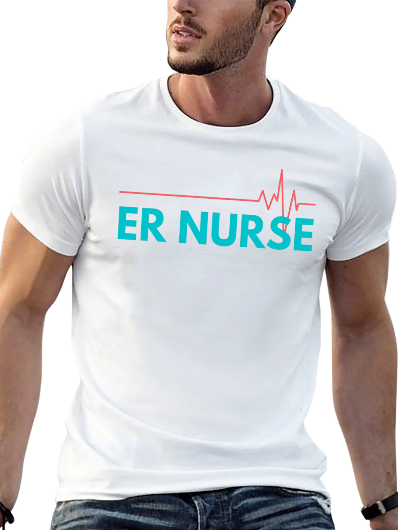 ER Nurse Graphic T-Shirt - Heartbeat Design