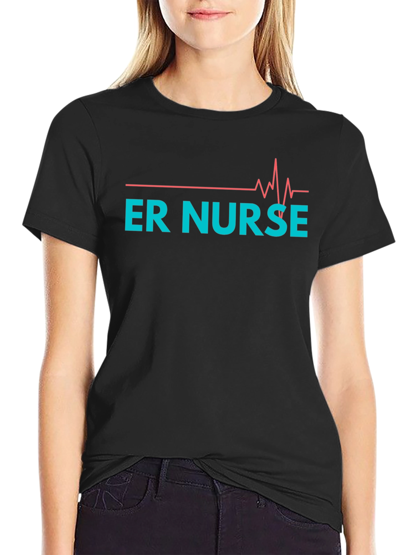 ER Nurse Graphic T-Shirt - Heartbeat Design