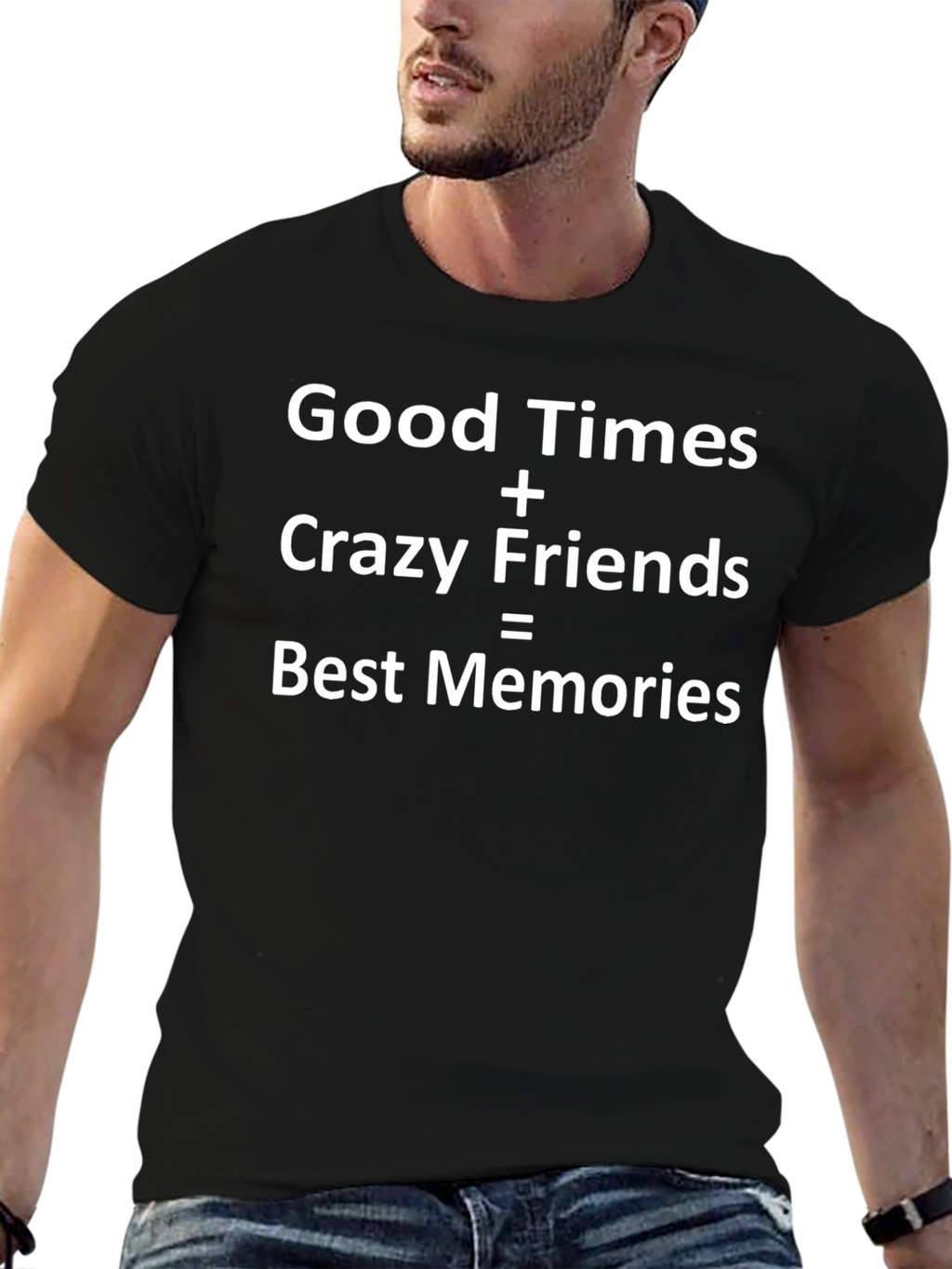 Good Times Crazy Friends Black Graphic Tee