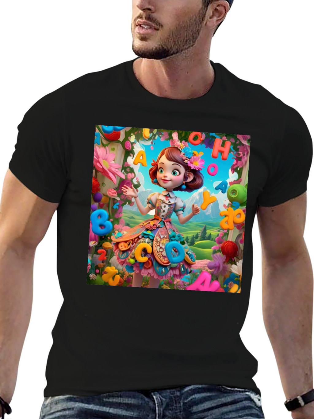 Colorful Cartoon Girl T-Shirt