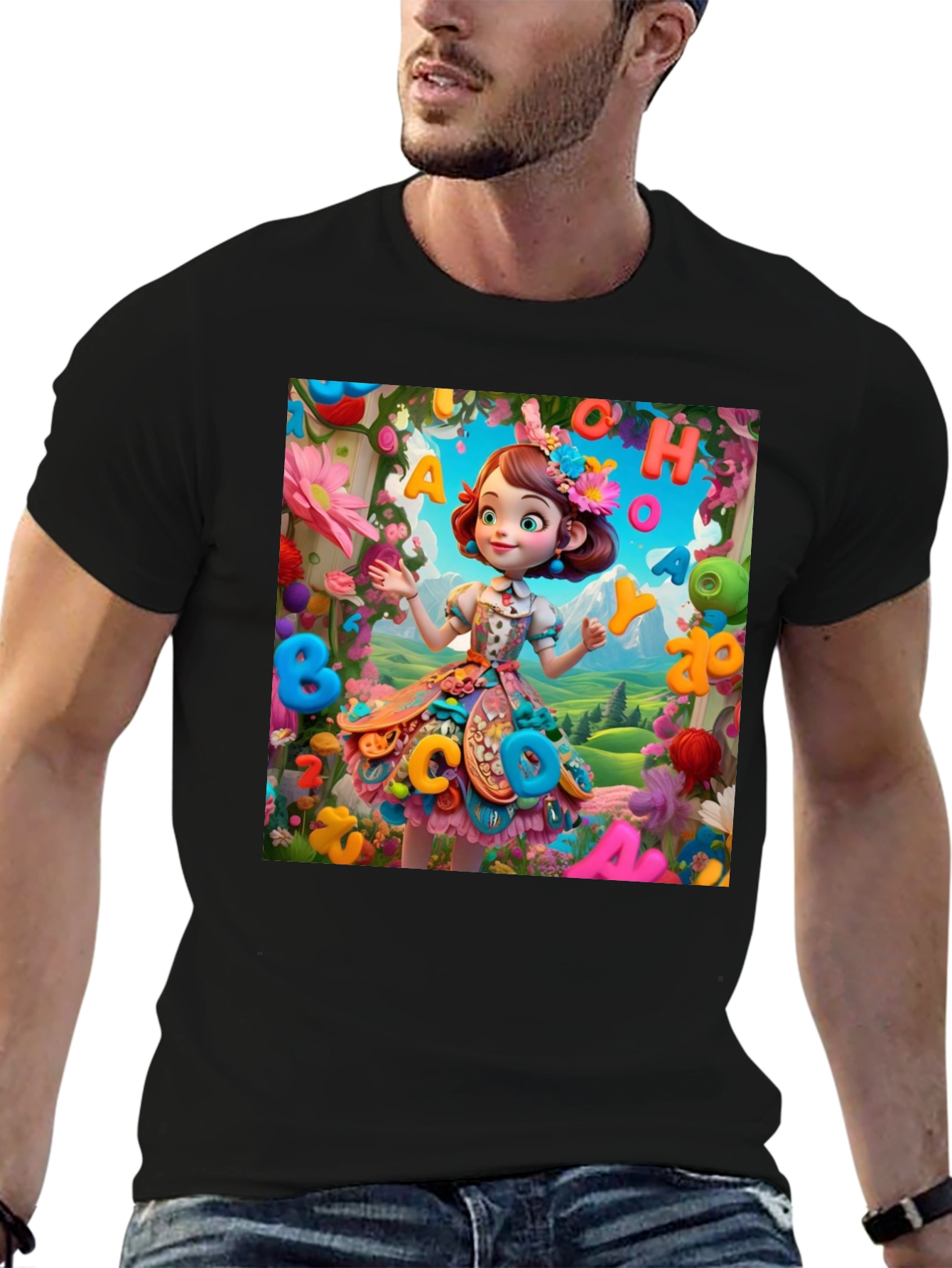 Colorful Cartoon Girl T-Shirt