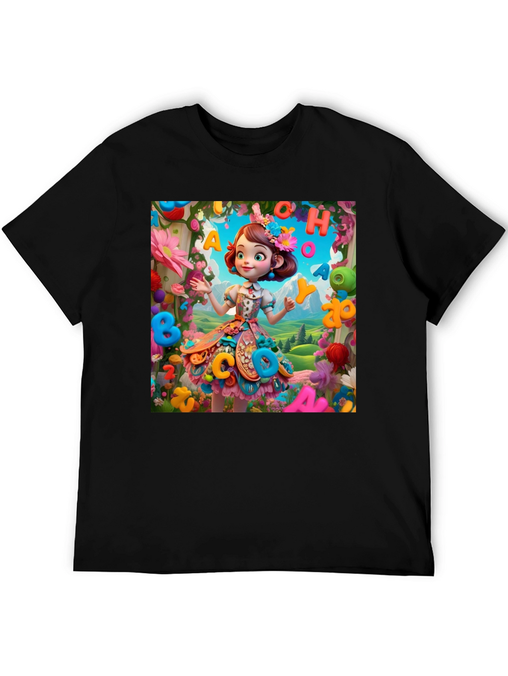 Colorful Cartoon Girl T-Shirt