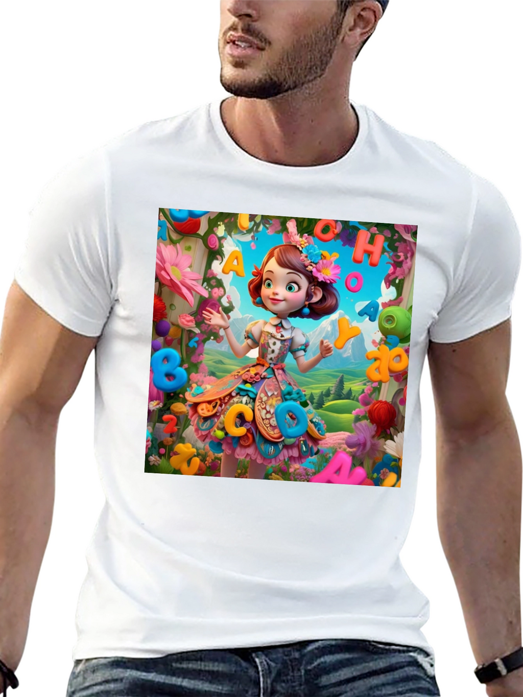 Colorful Cartoon Girl T-Shirt