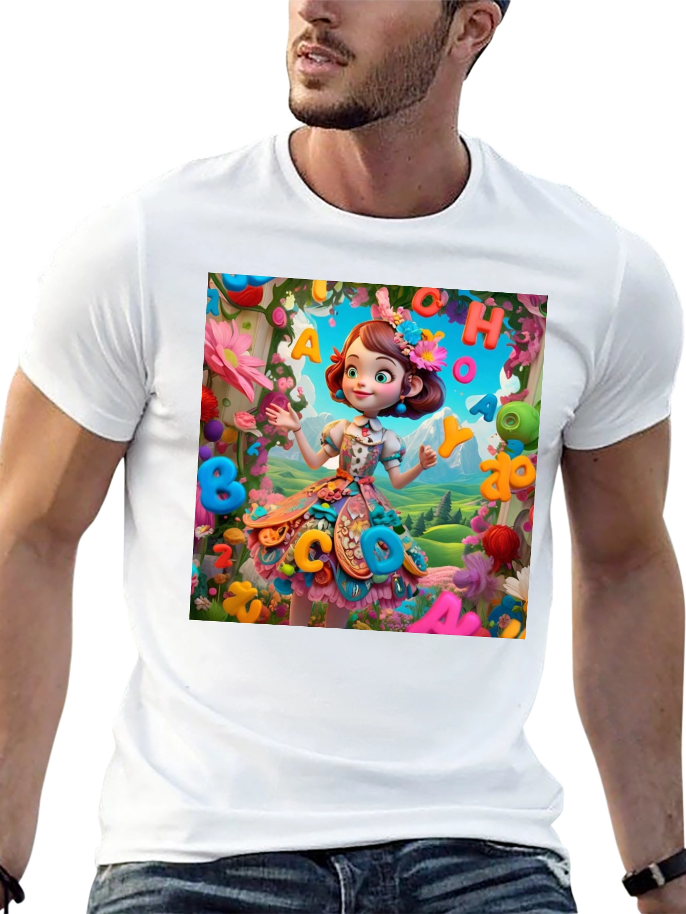 Colorful Cartoon Girl T-Shirt