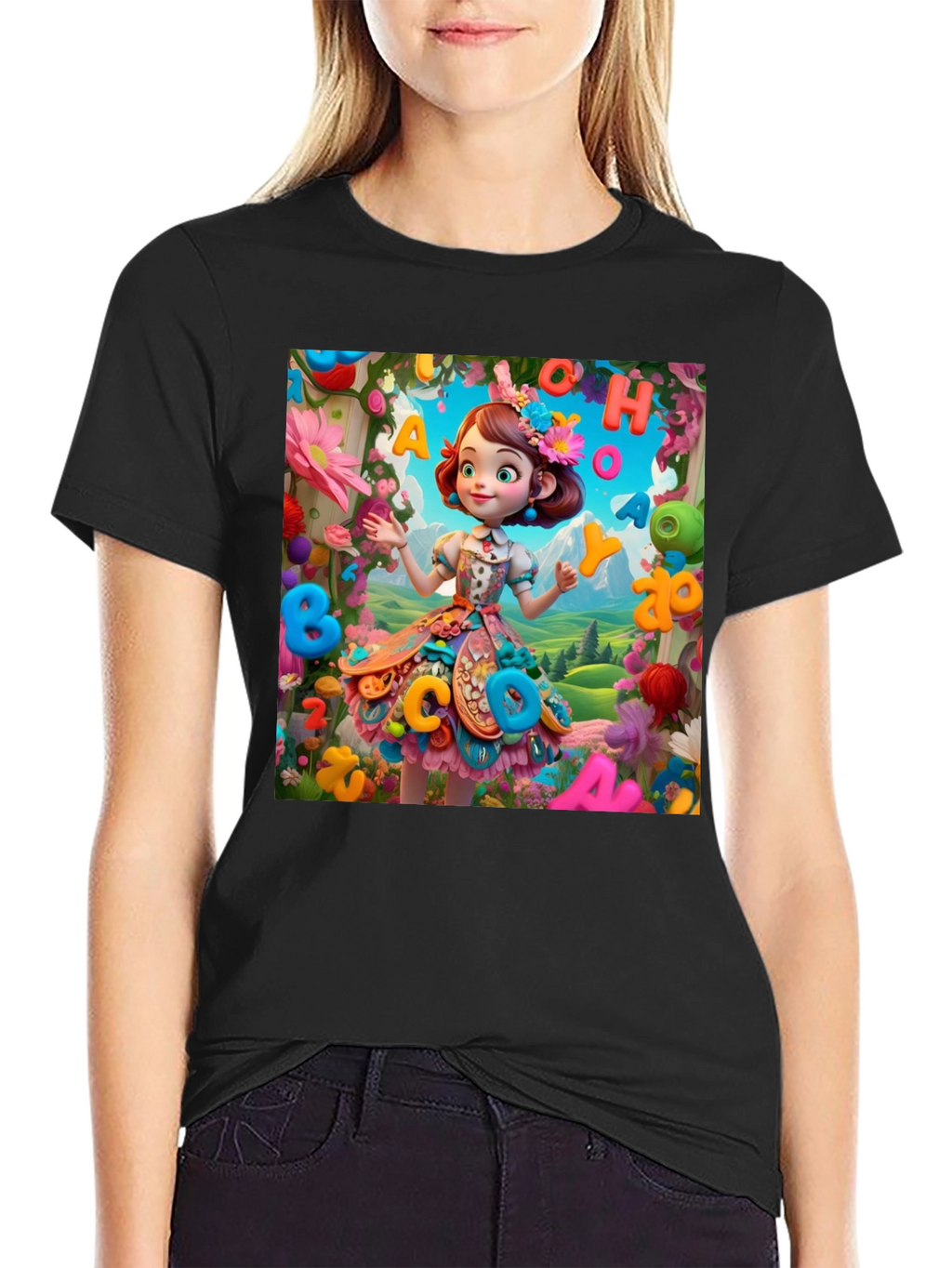Colorful Cartoon Girl T-Shirt