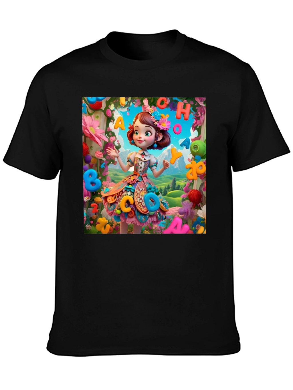 Colorful Cartoon Girl T-Shirt