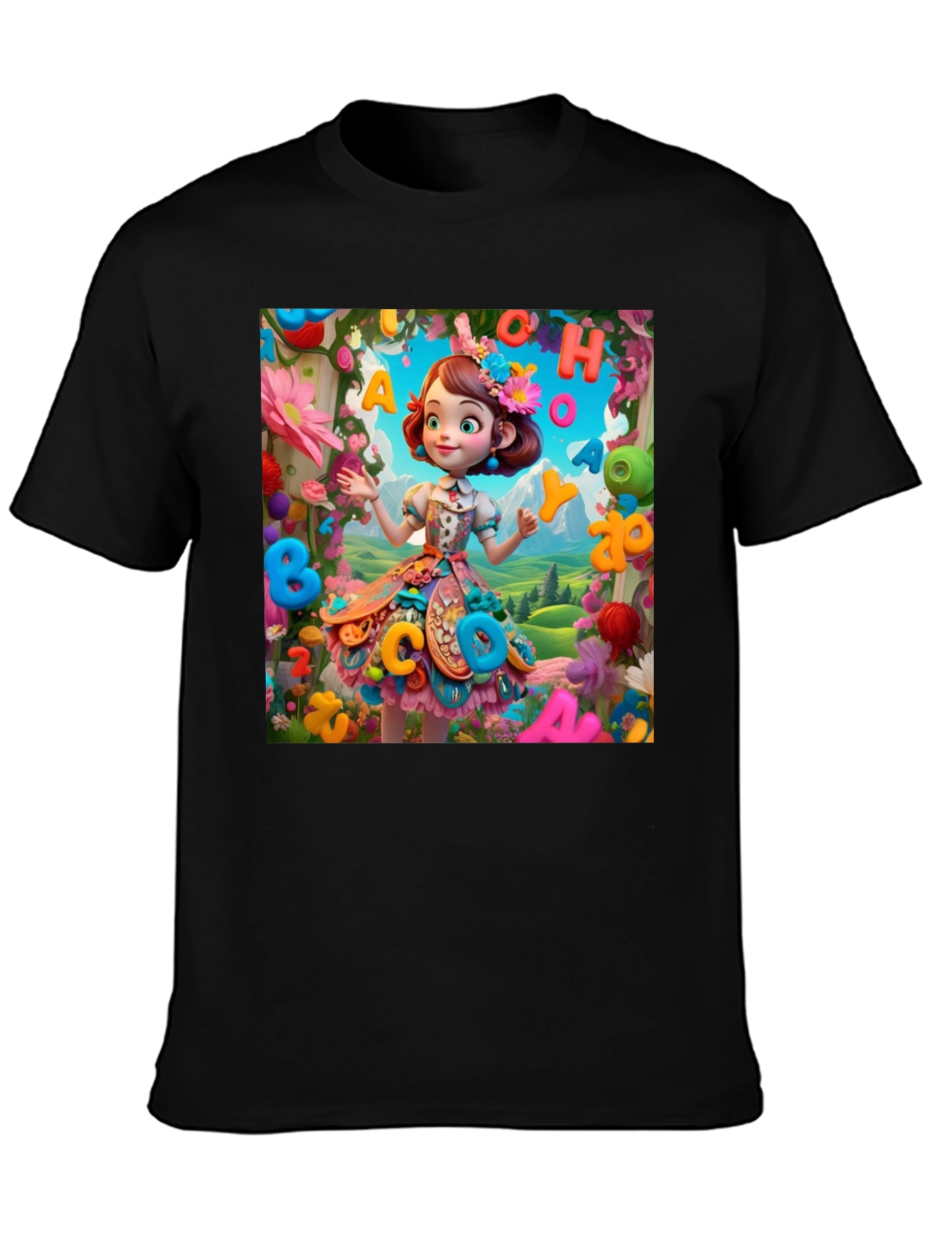 Colorful Cartoon Girl T-Shirt