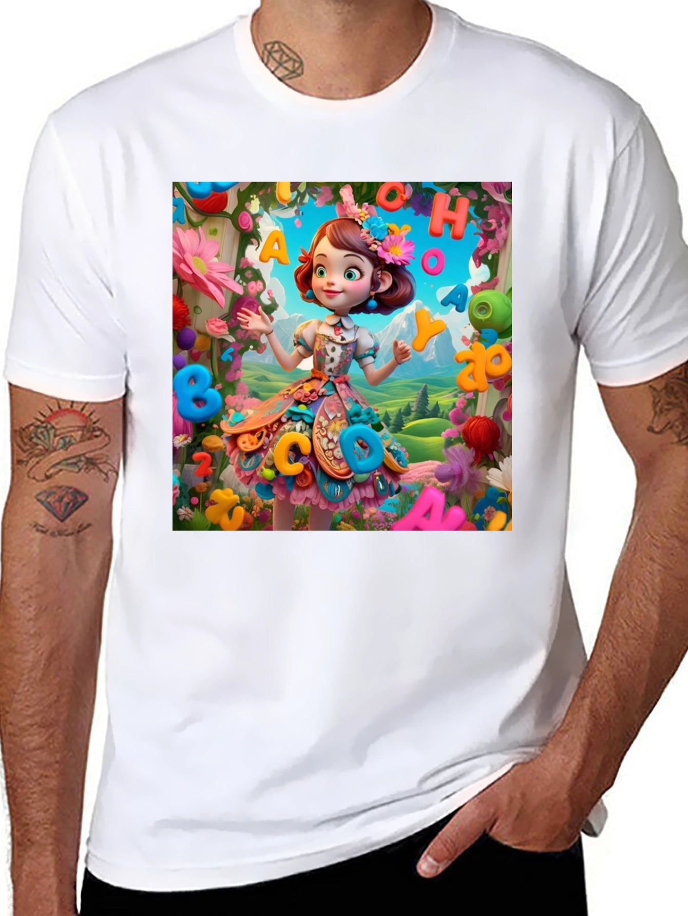 Colorful Cartoon Girl T-Shirt