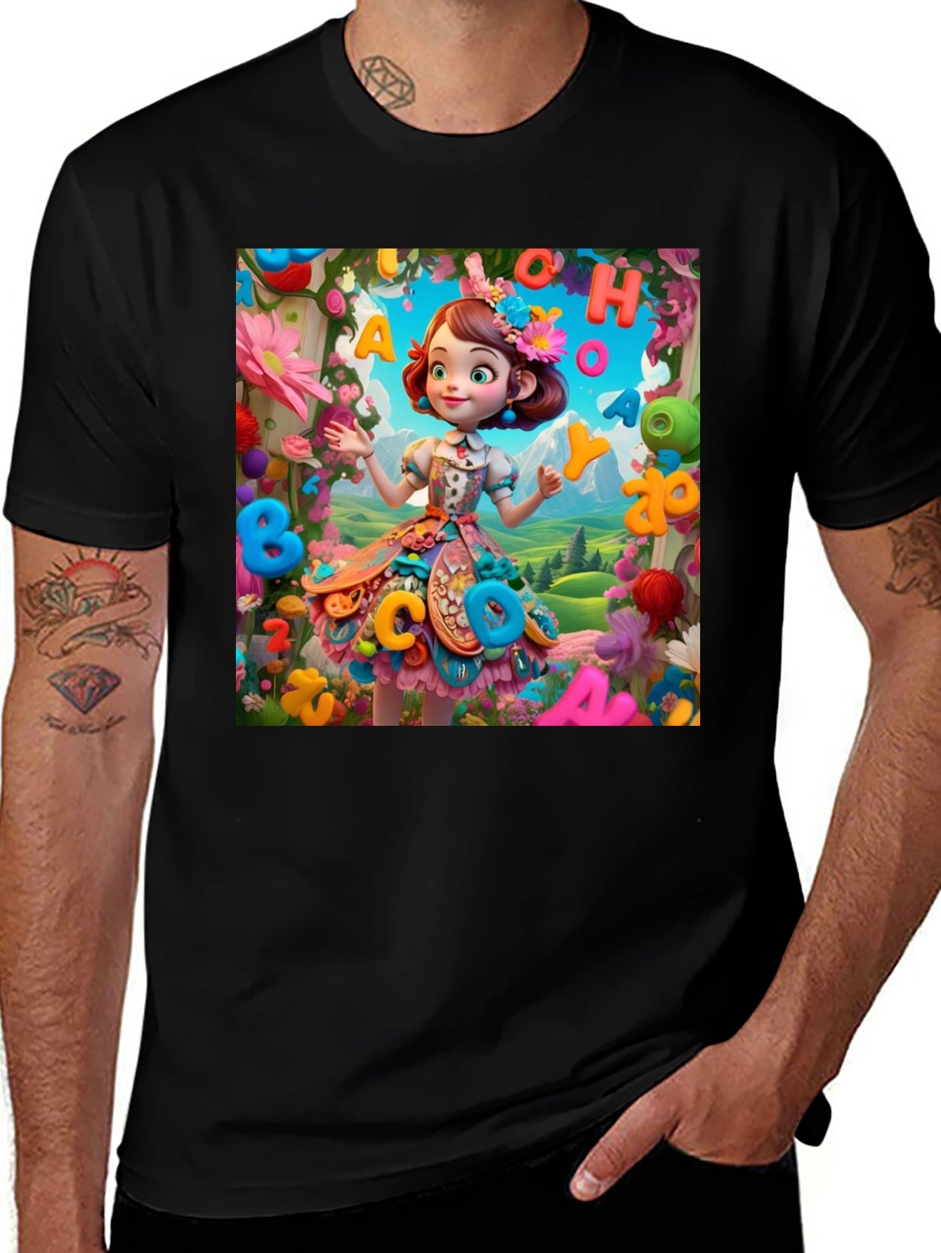 Colorful Cartoon Girl T-Shirt