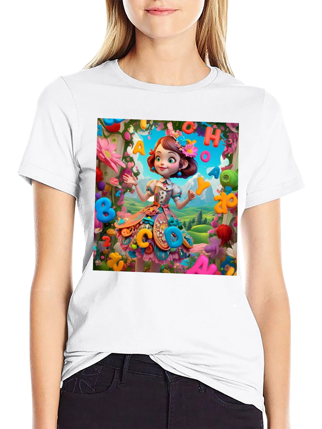 Colorful Cartoon Girl T-Shirt