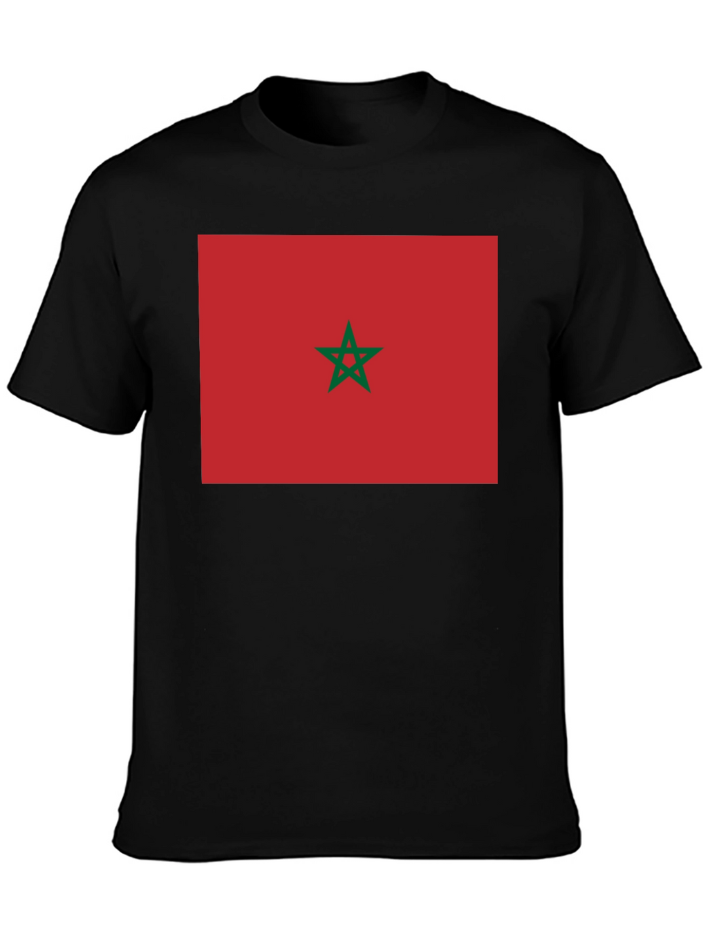 Morocco Flag Graphic Tee - Black Cotton T-Shirt