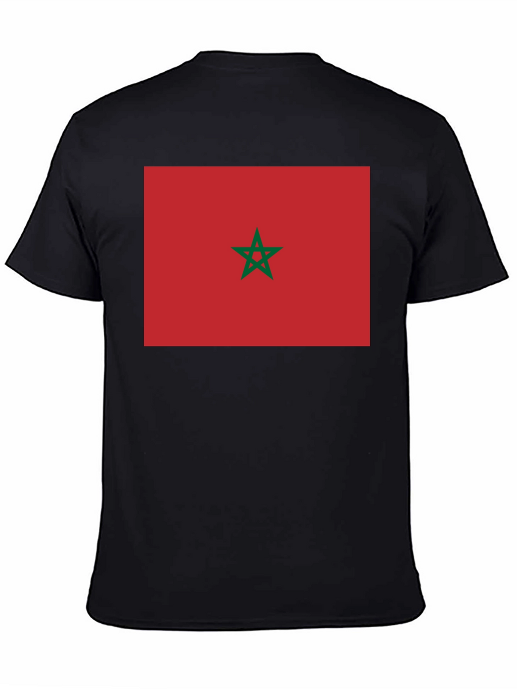 Morocco Flag Graphic Tee - Black Cotton T-Shirt