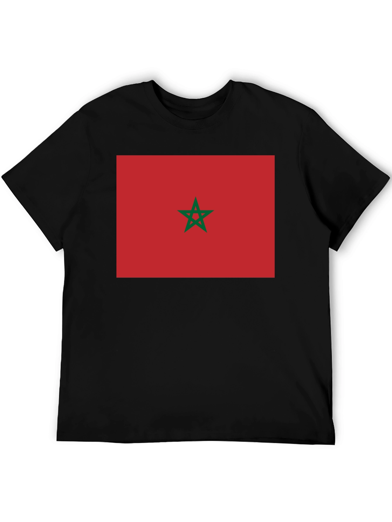 Morocco Flag Graphic Tee - Black Cotton T-Shirt